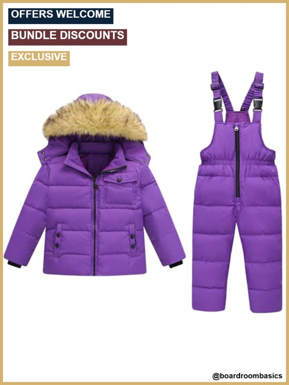 Toddler Snow Suit 2-Piece Set Polyester Winter Coat & Snow Pants